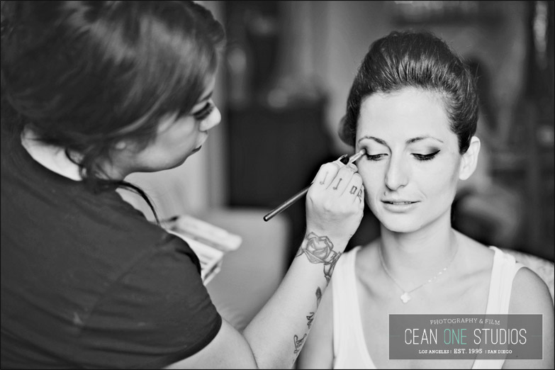 bride getting makeup done | Cean One Photography| Southern California Wedding Photographer | Temecula Wine Country Wedding
