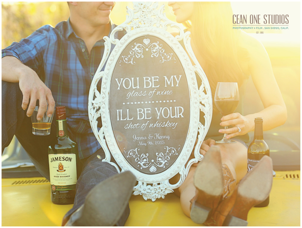 couple with sign on truck | Cean One Photography | Southern California Photographer