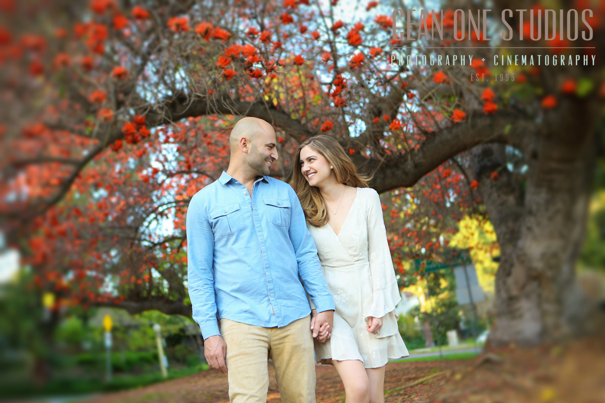 engaged couple in park | Cean One Photography | San Diego Wedding Photographer