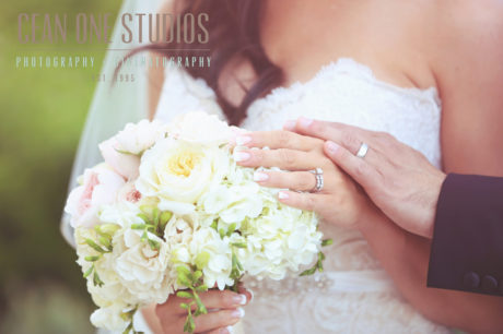bride and groom rings on bouquet | Cean One Photography | San Diego Wedding Photographer