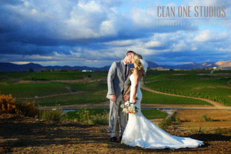 Bride and groom kissing on vista | Mount Palomar Winery | Cean One Wedding Photography | Southern California Wedding Photographer